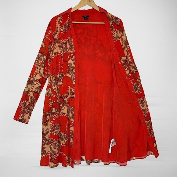 MARCIANO by GUESS Melodie Chemisier Paisley Chain Red Dress Size 6 - Picture 4 of 13